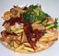 Shrimp pasta dish.