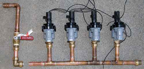 Cooper pipes showing irrigation valve and anti_siphon valves.