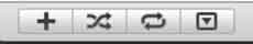Lower left corner control buttons for iTunes.